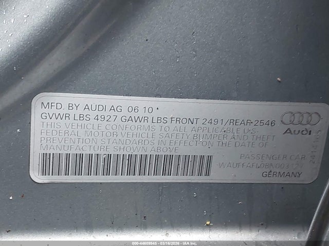 2011 AUDI A4 WAUFFAFL0BN003127 Photo 8