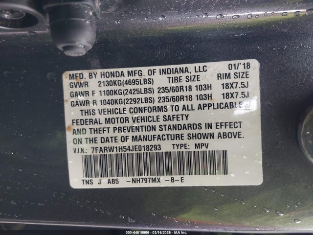 7FARW1H54JE018293 Honda CR-V EX