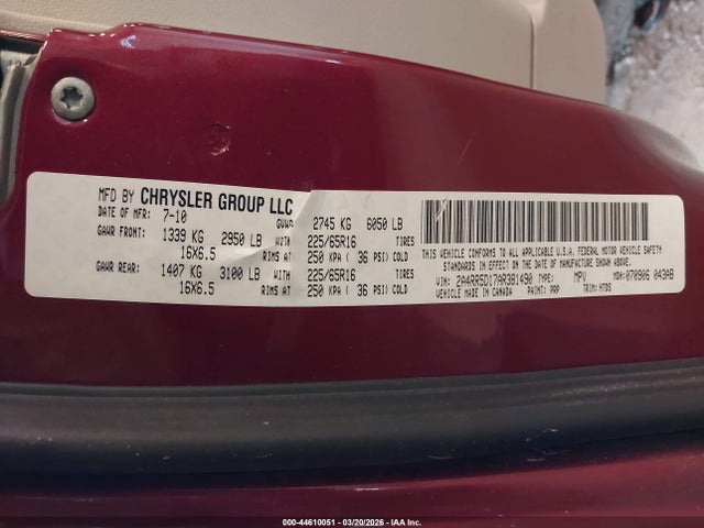 2010 CHRYSLER TOWN & COUNTRY 2A4RR5D17AR381490 Photo 8