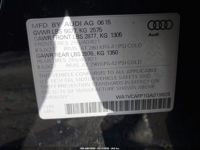 Aukcja sprzedaży 2016 Audi Sq5 3.0t Premium Plus, vin: WA1VCAFP1GA019825, numer aukcji: 44610056