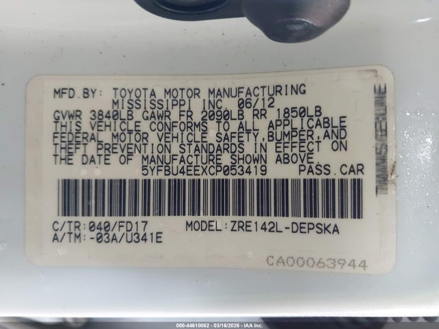 2012 TOYOTA COROLLA 5YFBU4EEXCP053419 Photo 8