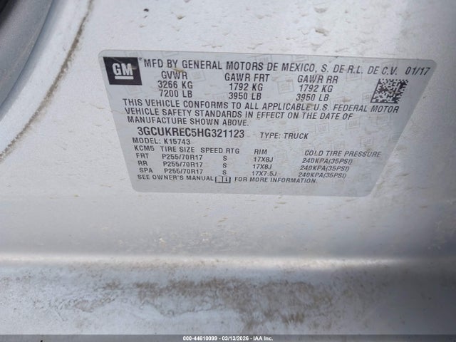 3GCUKREC5HG321123 Chevrolet Silverado 1500 1lt