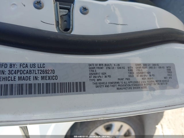 2020 Dodge Journey Se Value მანქანა იყიდება აუქციონზე, vin: 3C4PDCAB7LT269270, აუქციონის ნომერი: 44610115