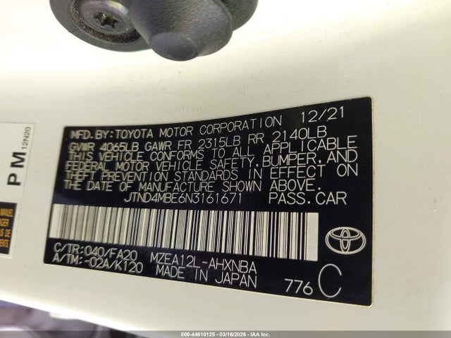 JTND4MBE6N3161671 Toyota Corolla Se Nightshade Edition