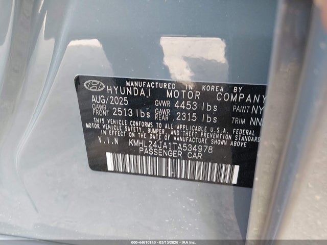 Aukcja sprzedaży 2026 Hyundai Sonata Se, vin: KMHL24JA1TA534978, numer aukcji: 44610140