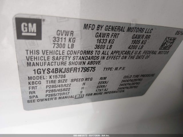 2015 CADILLAC ESCALADE 1GYS4BKJ8FR179675 Photo 8