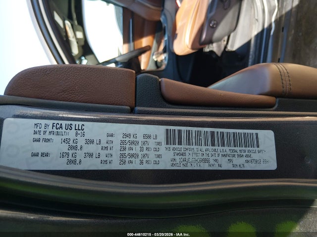 Aukcja sprzedaży 2017 Jeep Grand Cherokee Summit 4x2, vin: 1C4RJEJG3HC609266, numer aukcji: 44610215