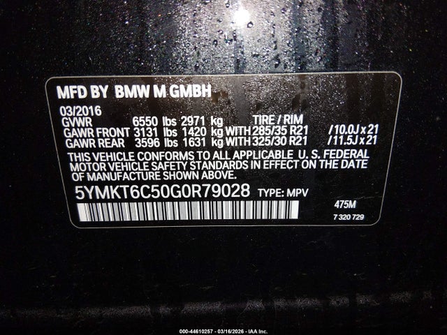 5YMKT6C50G0R79028 BMW X5 M
