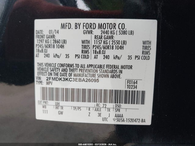 Ford Edge Limited 2014 2FMDK3KC3EBA26095 Image 9
