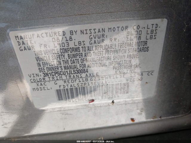 3N1CP5CU1JL530084 Nissan KICKS SV