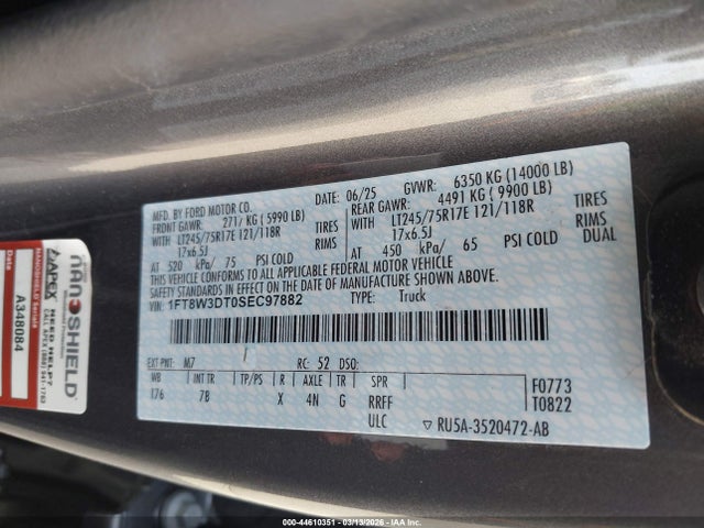 Aukcja sprzedaży 2025 Ford F-350 Platinum, vin: 1FT8W3DT0SEC97882, numer aukcji: 44610351