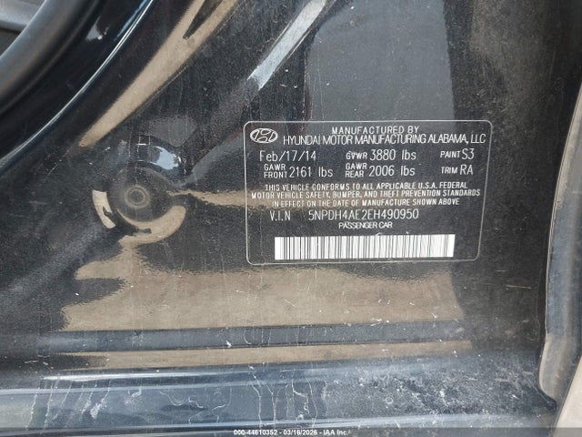 Hyundai Elantra Limited 2014 5NPDH4AE2EH490950 Image 9