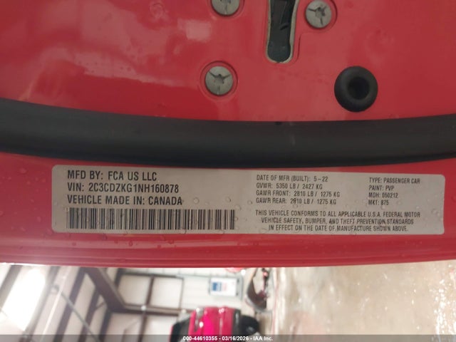 2C3CDZKG1NH160878 Dodge Challenger Gt Awd