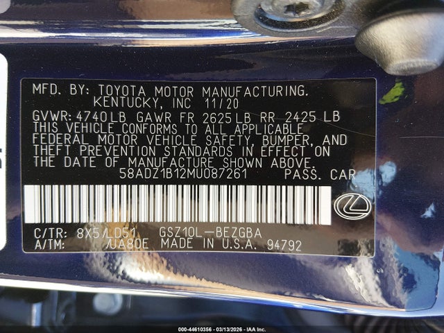 Lexus ES 350 2021 58ADZ1B12MU087261 Image 9