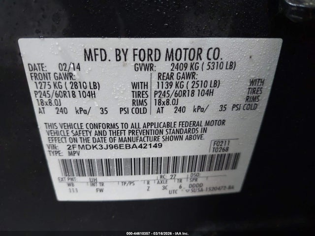 Продаж на аукціоні авто 2014 Ford Edge Sel, vin: 2FMDK3J96EBA42149, номер лоту: 44610357