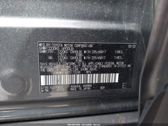 JTMRWRFVXPD173248 Toyota Rav4 Hybrid Xle