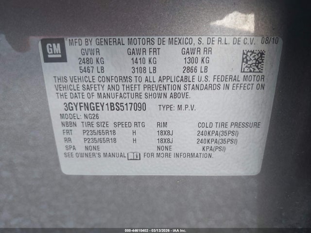 2011 CADILLAC SRX 3GYFNGEY1BS517090 Photo 8