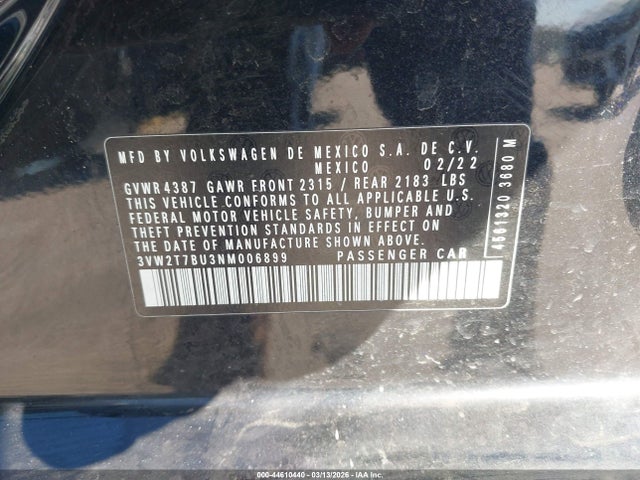 Продаж на аукціоні авто 2022 Volkswagen Jetta Gli 2.0t Autobahn, vin: 3VW2T7BU3NM006899, номер лоту: 44610440