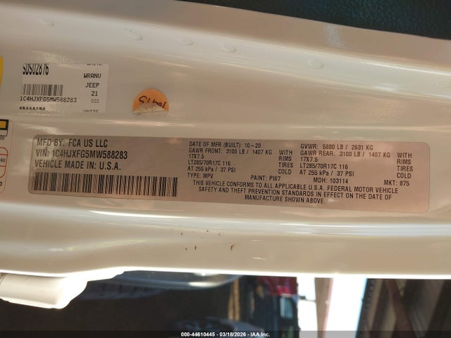 2021 JEEP WRANGLER UNLIMITED 1C4HJXFG5MW588283 Photo 8