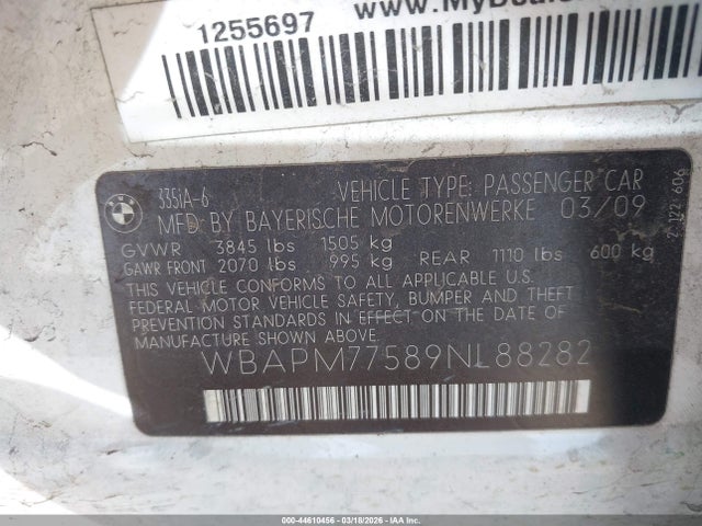 2009 BMW 335I WBAPM77589NL88282 Photo 8