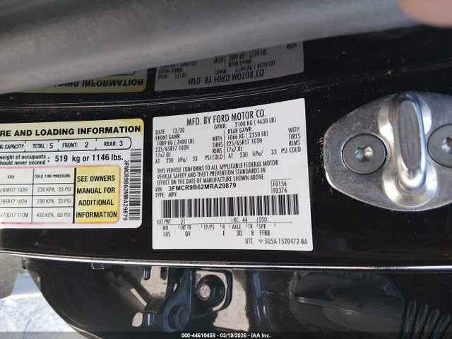 2021 Ford Bronco Sport Big Bend მანქანა იყიდება აუქციონზე, vin: 3FMCR9B62MRA29879, აუქციონის ნომერი: 44610458