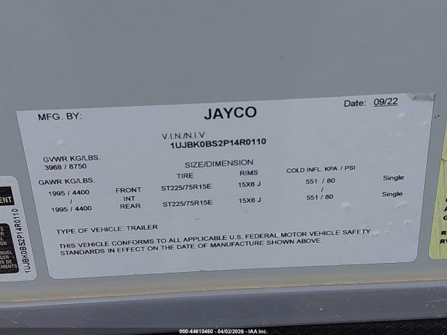Jayco Camper 2023 1UJBK0BS2P14R0110 Image 9