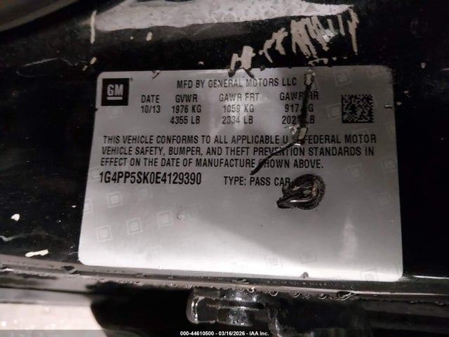 2014 Buick Verano მანქანა იყიდება აუქციონზე, vin: 1G4PP5SK0E4129390, აუქციონის ნომერი: 44610500