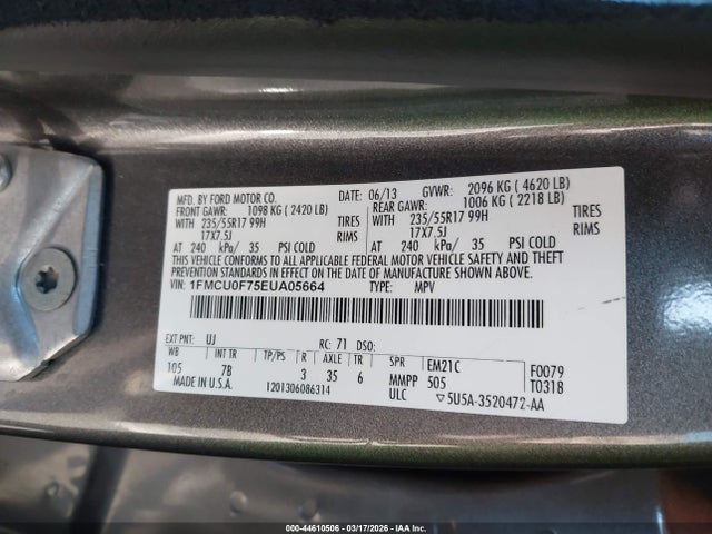 Ford ESCAPE S 2014 1FMCU0F75EUA05664 Image 9