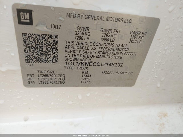 Aukcja sprzedaży 2018 Chevrolet Silverado 1500 Wt, vin: 1GCVKNEC0JZ148131, numer aukcji: 44610528