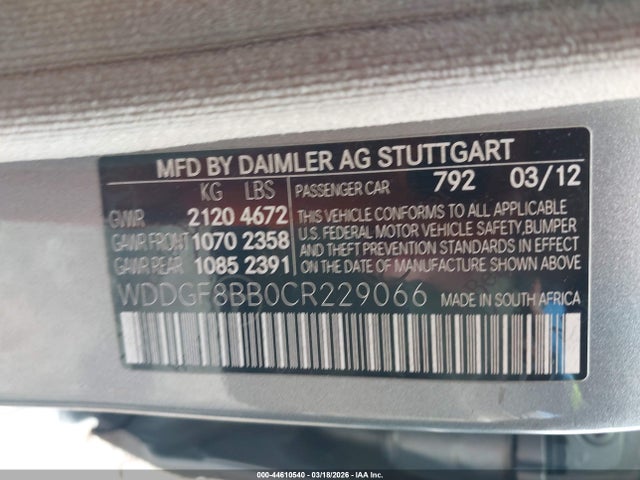 Aukcja sprzedaży 2012 Mercedes-benz C 300 Luxury 4matic, vin: WDDGF8BB0CR229066, numer aukcji: 44610540
