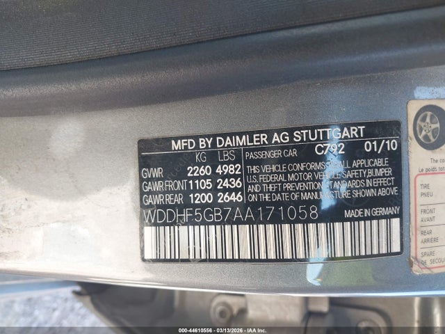 2010 Mercedes-benz E 350 მანქანა იყიდება აუქციონზე, vin: WDDHF5GB7AA171058, აუქციონის ნომერი: 44610556