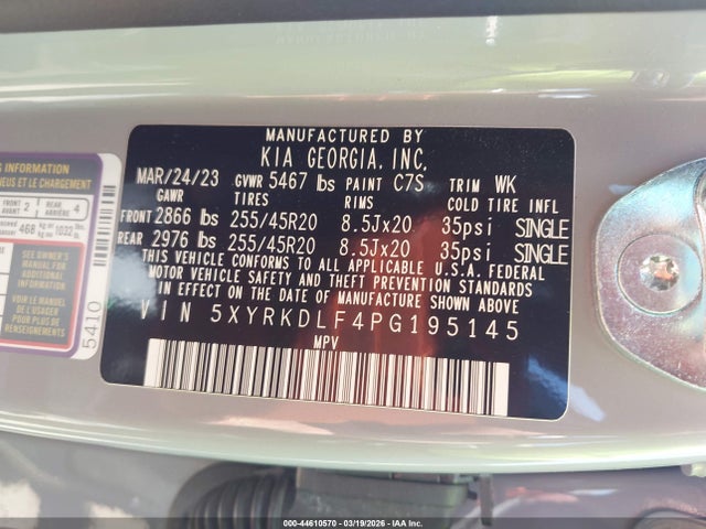 Продажа на аукционе авто 2023 Kia Sorento Sx, vin: 5XYRKDLF4PG195145, номер лота: 44610570