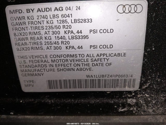 WA1LUBFZ4RP066374 Audi Q4 E-tron Premium Plus 55 Quattro