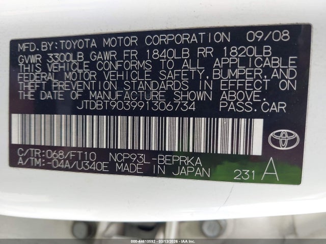 2009 TOYOTA YARIS JTDBT903991306734 Photo 8