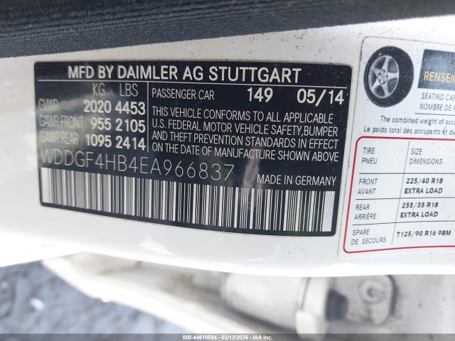 2014 Mercedes-benz C 250 Sport მანქანა იყიდება აუქციონზე, vin: WDDGF4HB4EA966837, აუქციონის ნომერი: 44610594