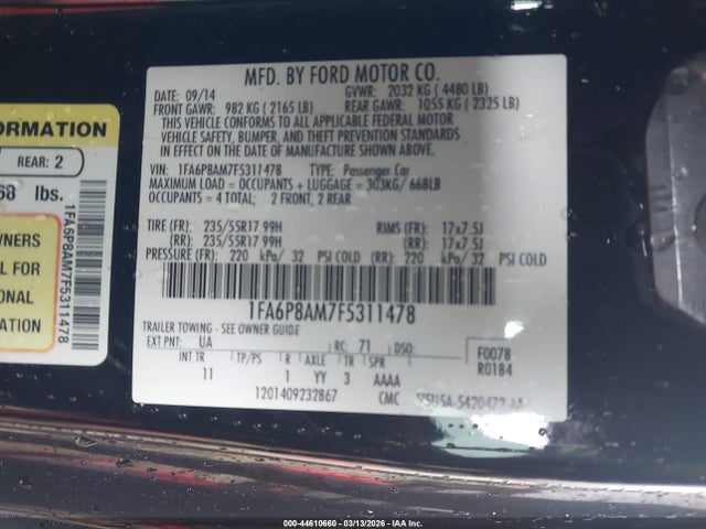 2015 FORD MUSTANG 1FA6P8AM7F5311478 Photo 8