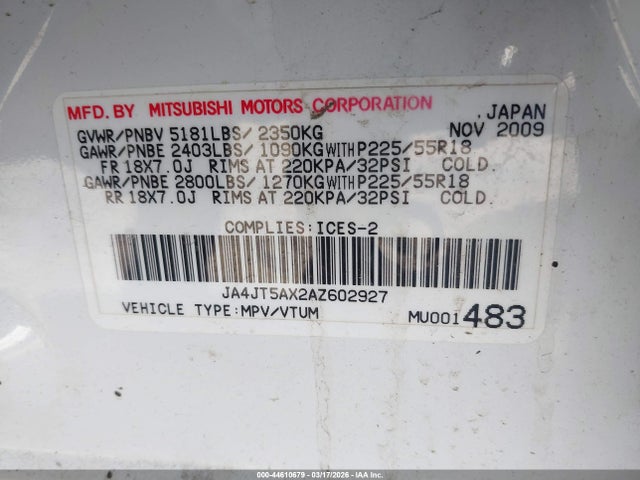 2010 MITSUBISHI OUTLANDER JA4JT5AX2AZ602927 Photo 8
