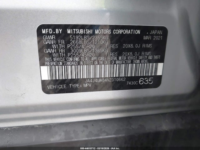2022 MITSUBISHI OUTLANDER JA4J4UA84NZ010662 Photo 8