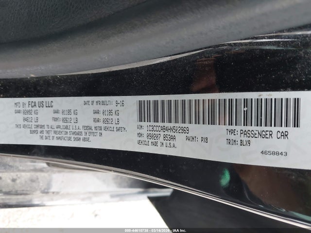 44610738 :رقم المزاد ، 1C3CCCAB4HN502969 vin ، 2017 Chrysler 200 Limited Platinum مزاد بيع