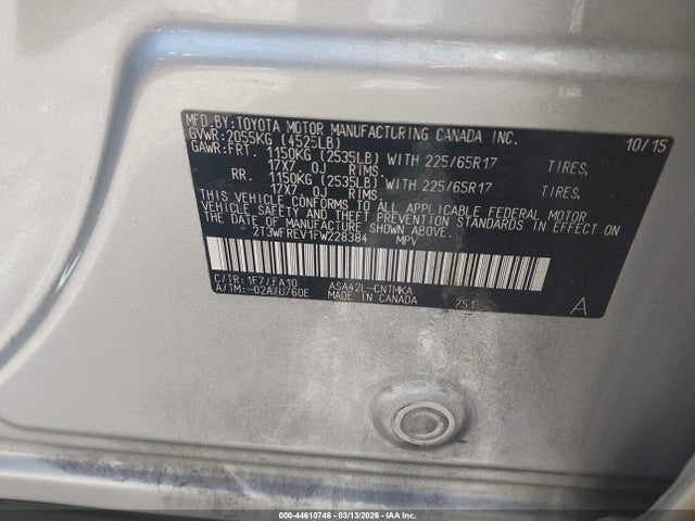 Toyota Rav4 Xle 2015 2T3WFREV1FW228384 Image 9