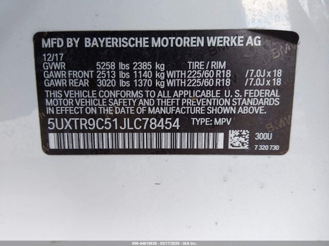 2018 BMW X3 5UXTR9C51JLC78454 Photo 8