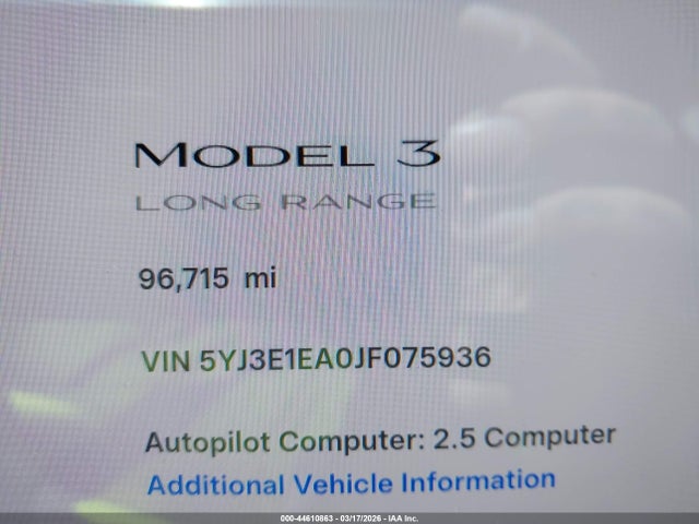 Tesla Model 3 Long Range/mid Range 2018 5YJ3E1EA0JF075936 Image 7