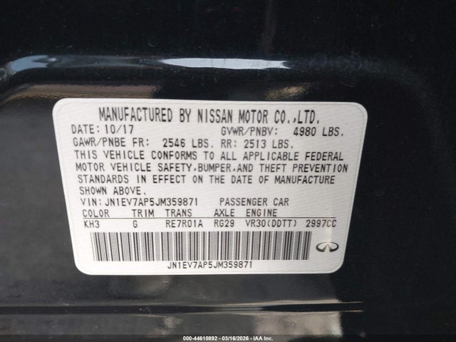 2018 Infiniti Q50 3.0t Sport მანქანა იყიდება აუქციონზე, vin: JN1EV7AP5JM359871, აუქციონის ნომერი: 44610892