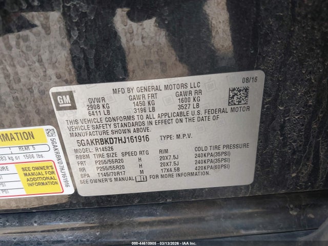 2017 BUICK ENCLAVE 5GAKRBKD7HJ161916 Photo 8