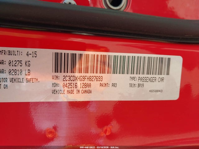 Dodge Charger Sxt 2015 2C3CDXHG9FH827693 Image 9