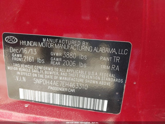 Hyundai ELANTRA SE 2014 5NPDH4AE7EH463310 Image 9