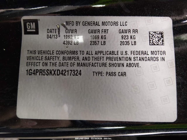 Продаж на аукціоні авто 2013 Buick Verano Convenience Group, vin: 1G4PR5SKXD4217324, номер лоту: 44610969