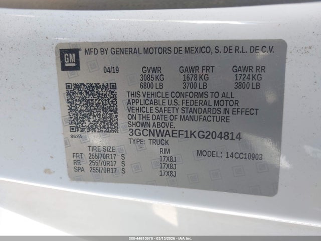 2019 CHEVROLET SILVERADO 1500 3GCNWAEF1KG204814 Photo 8