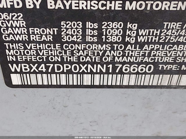 WBX47DP0XNN176660 BMW X3 Sdrive30i