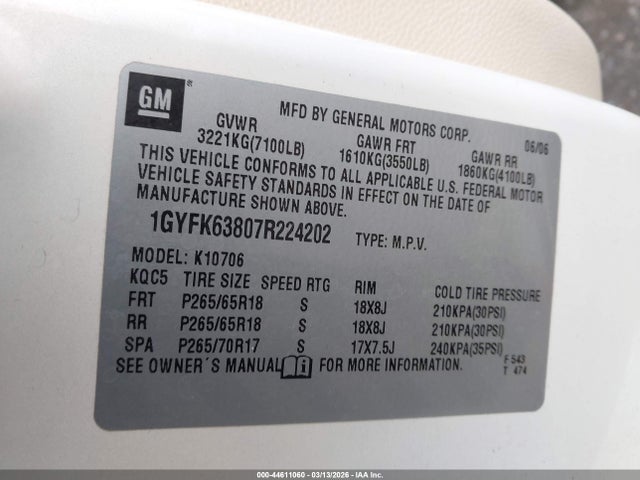 2007 CADILLAC ESCALADE 1GYFK63807R224202 Photo 8